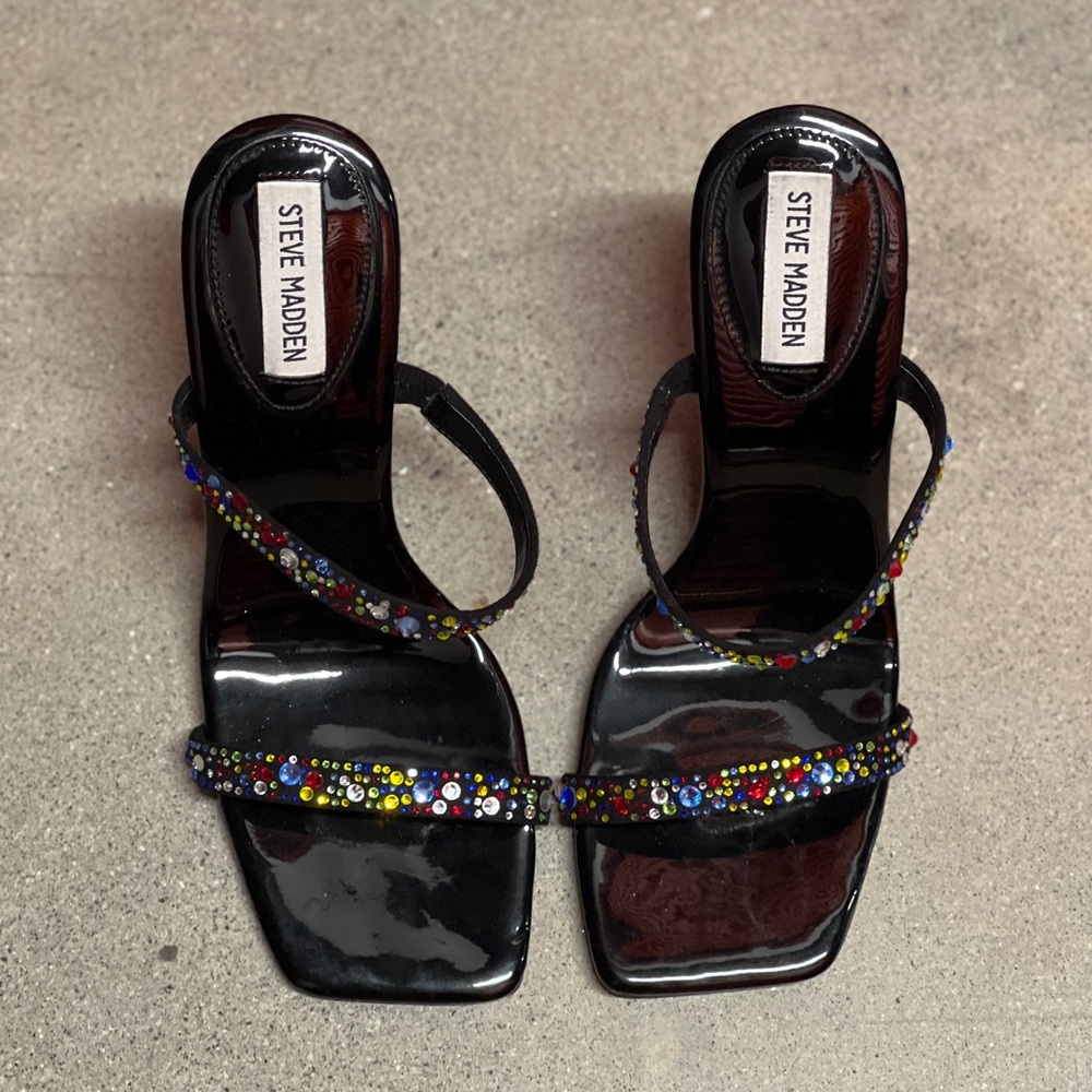 Steve Madden Black Heels with Colorful Embellishments